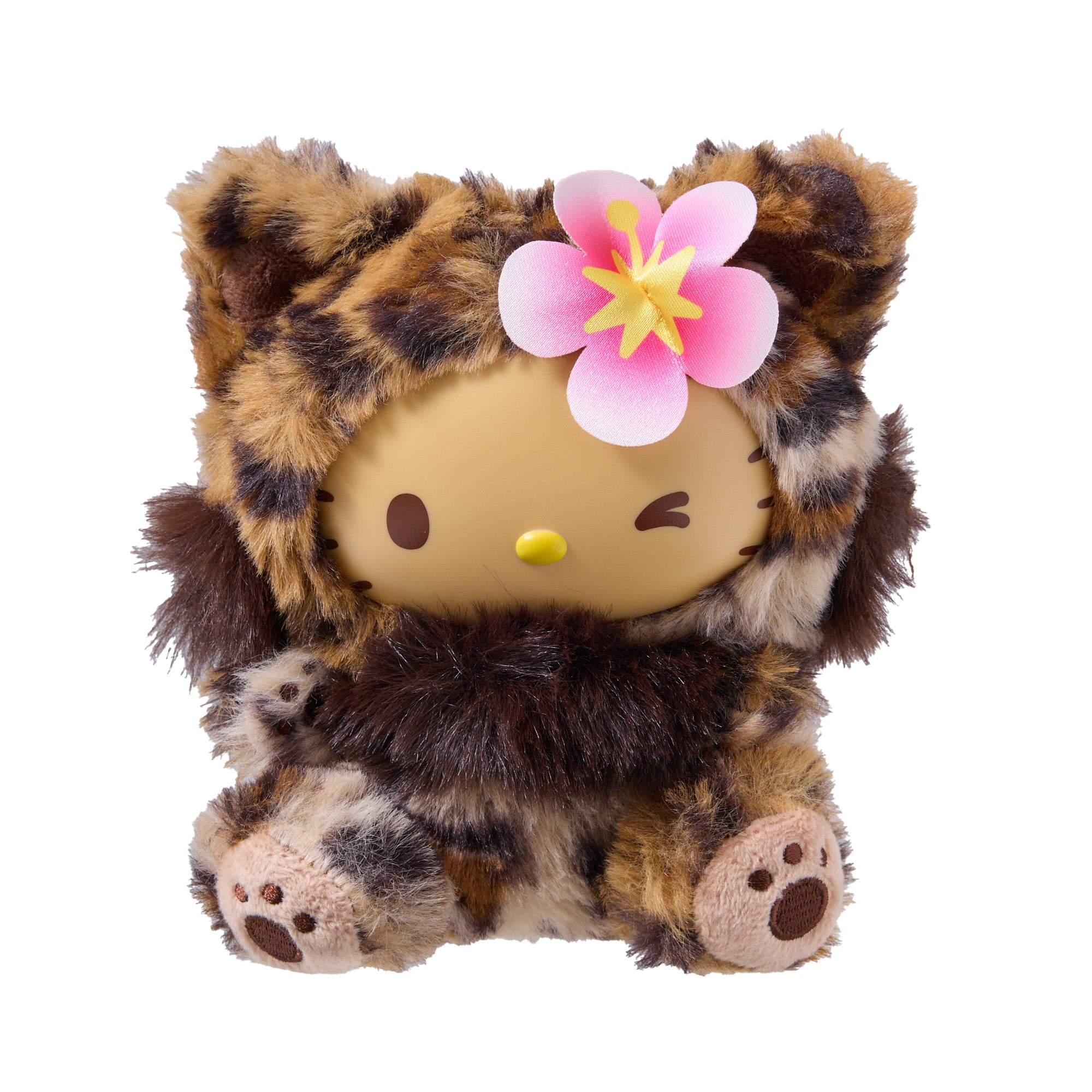 Fine Face Cat Hello Kitty Plush Keychain– Leopard Print