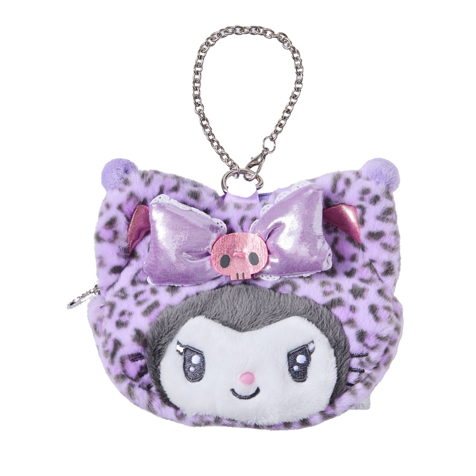 Kuromi Face-Shaped Pouch Bag Charm (Leopard Gal Cat)