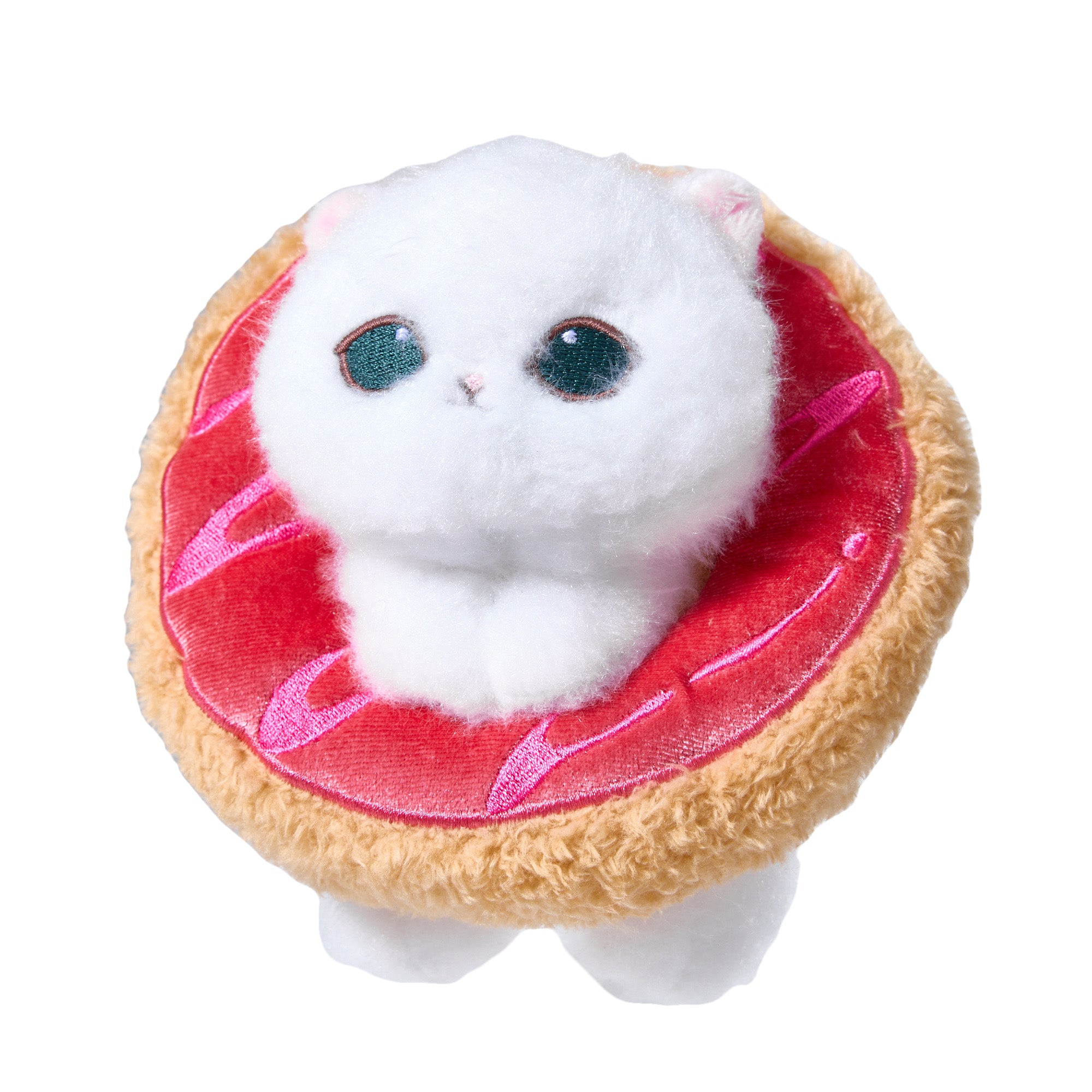 Mofusand Coffee and Donuts Plush Keychain - Strawberry Cruller