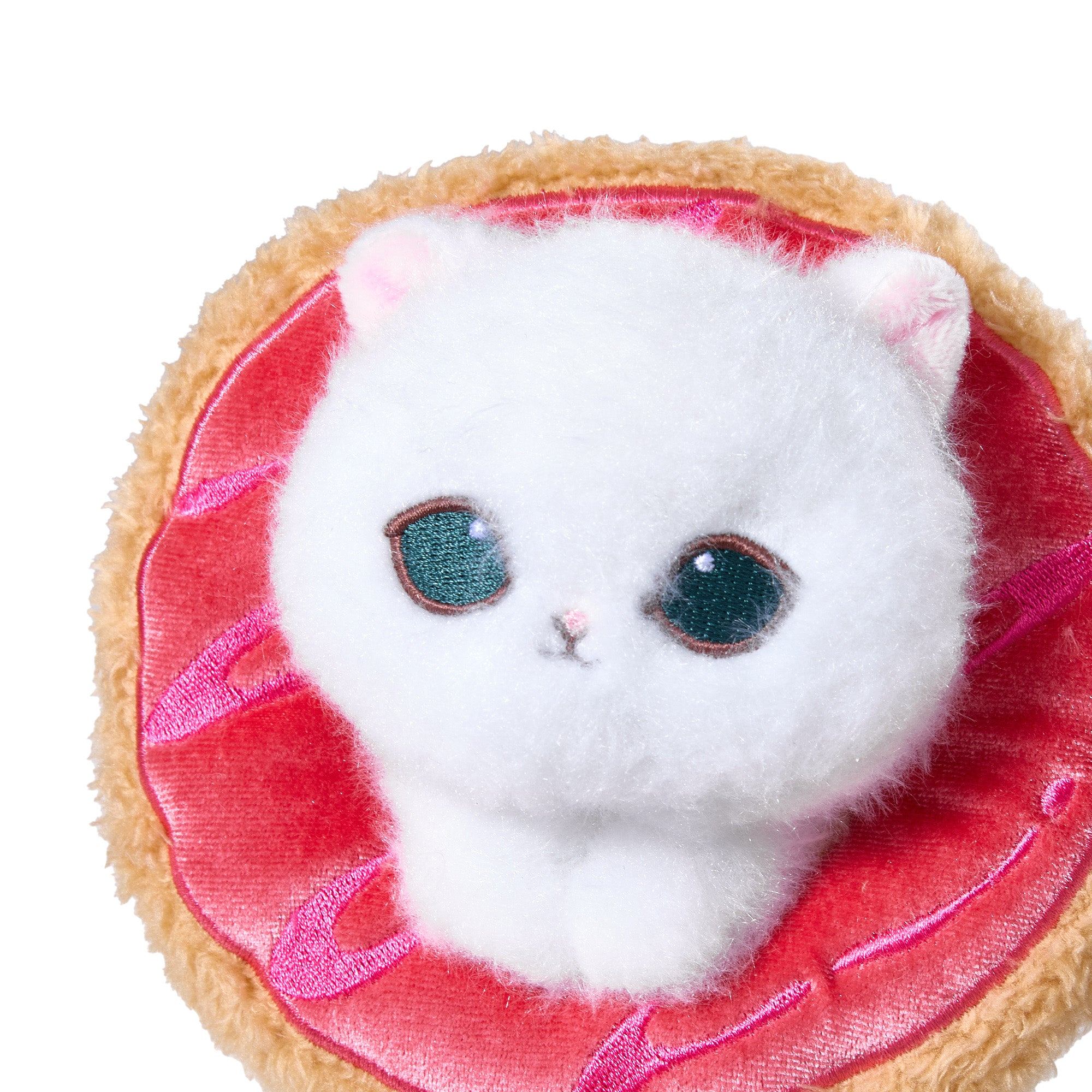 Mofusand Coffee and Donuts Plush Keychain - Strawberry Cruller