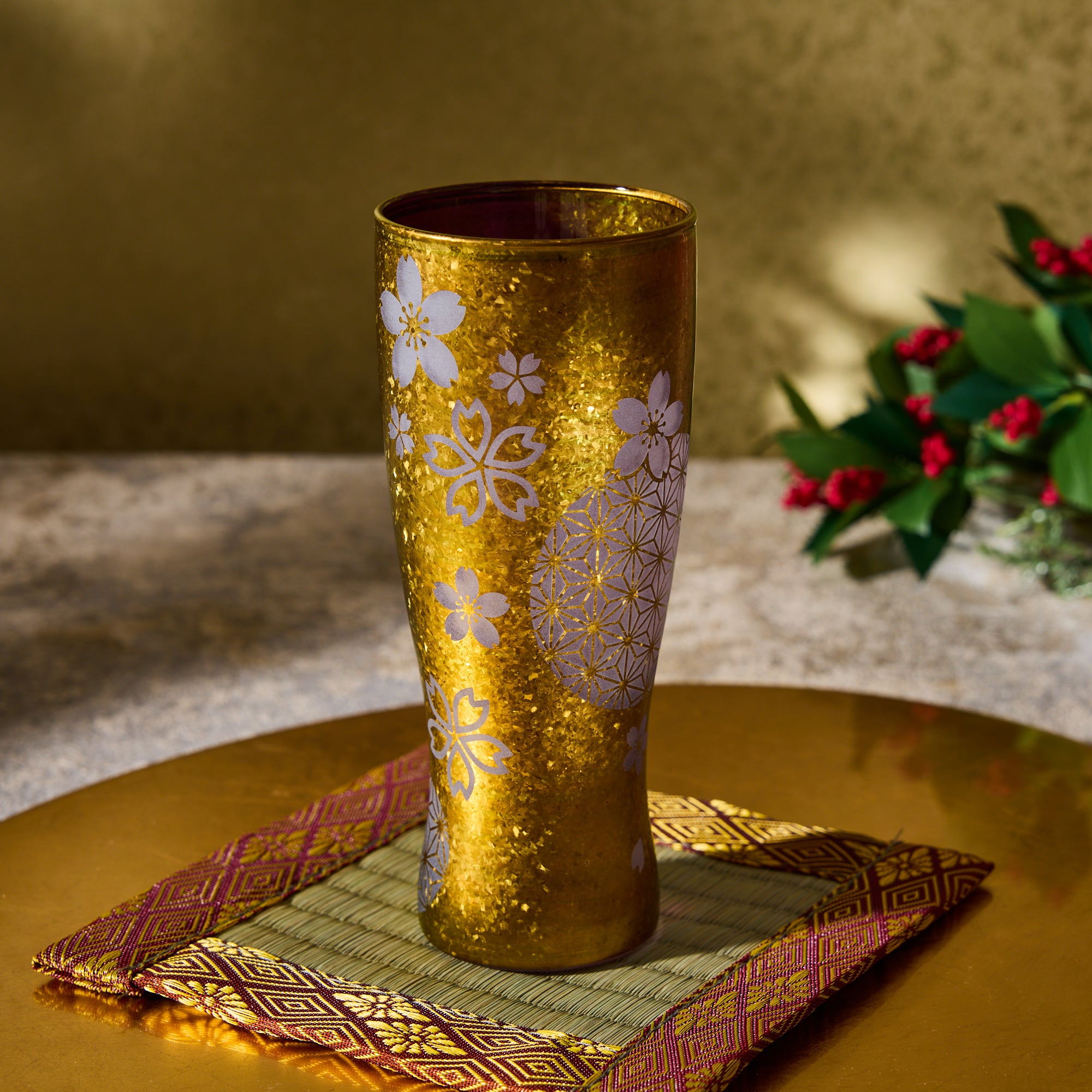 Mino Kiriko Sakura Glass