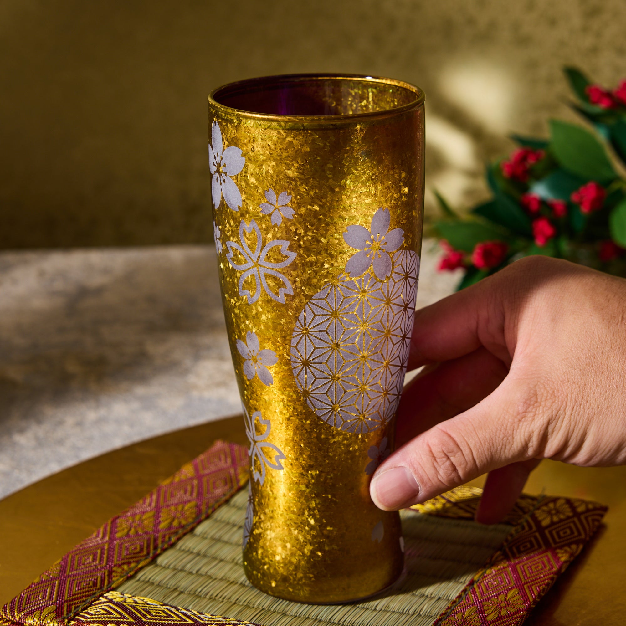 Mino Kiriko Sakura Glass