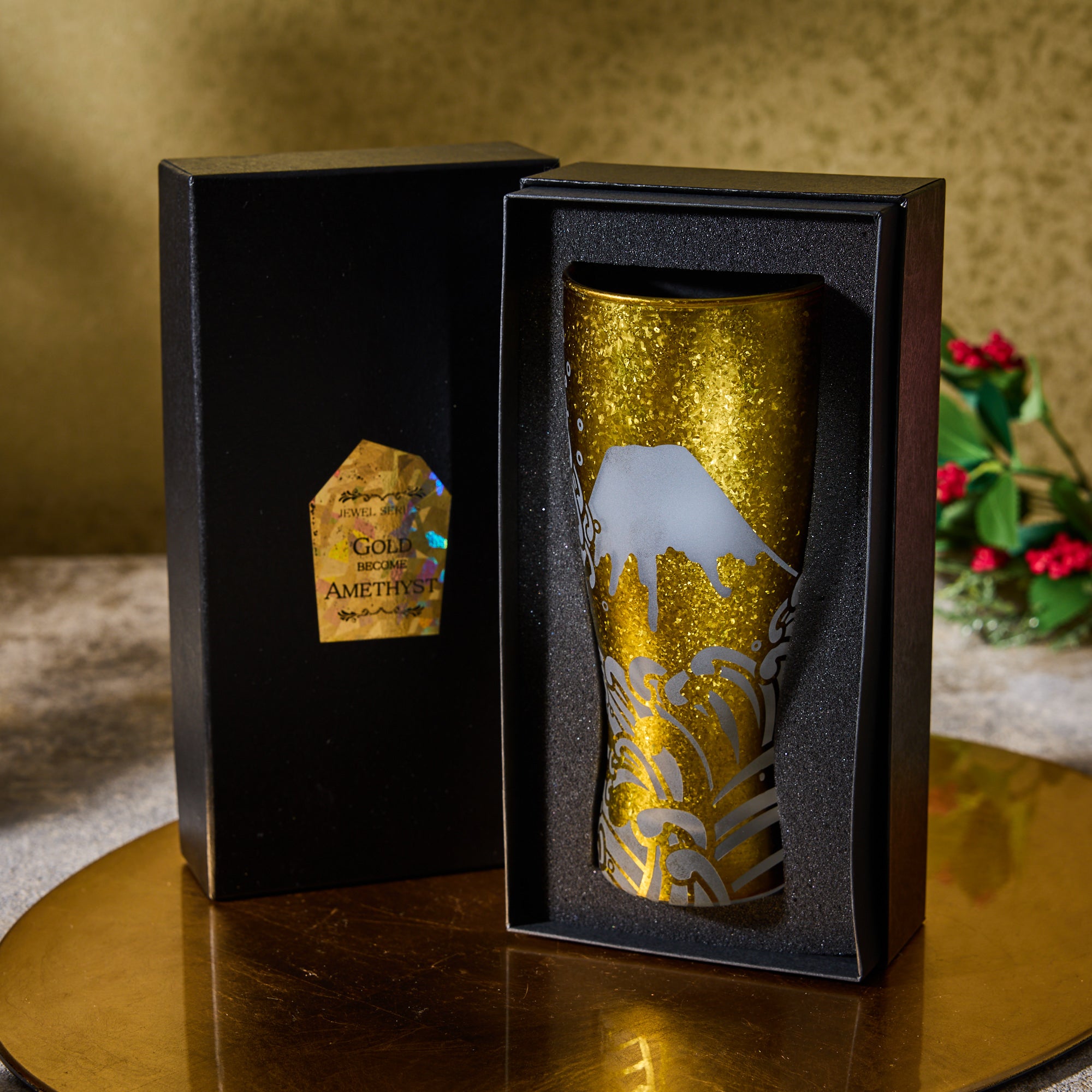 Mino Kiriko Hokusai Glass