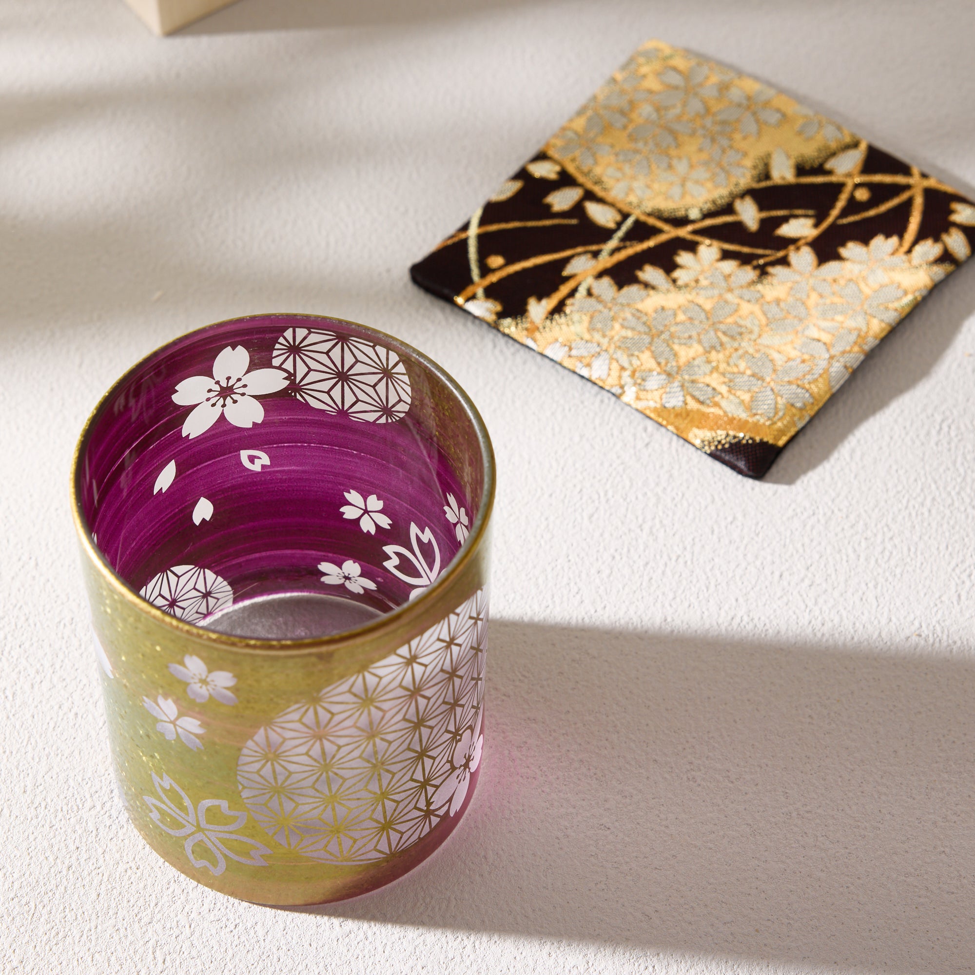 Mino Kiriko Sakura & Asanoha Pattern Glass