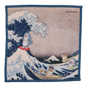 mofusand Mount Fuji and The Great Wave off Kanagawa Hand Towel
