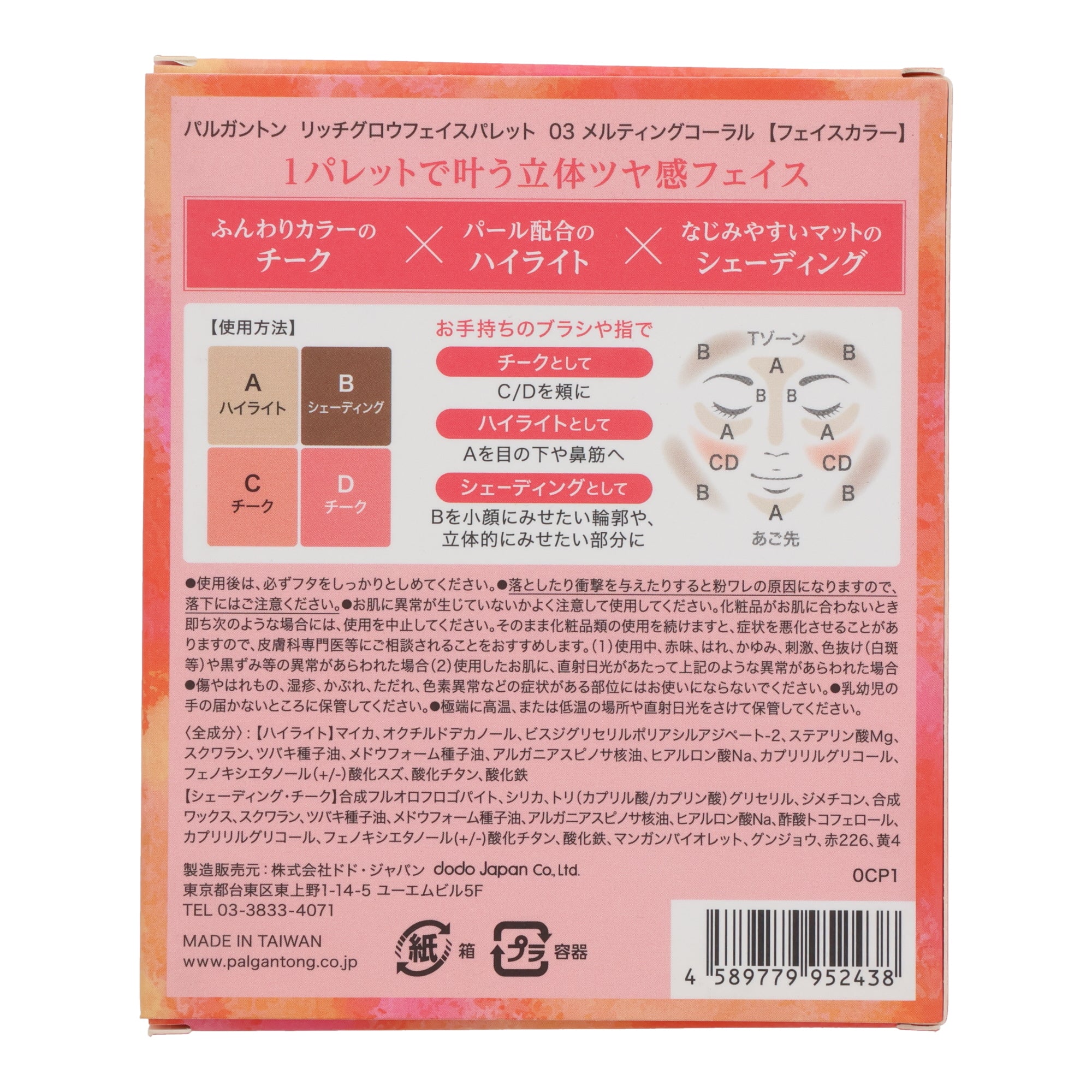 Face Bronzer, Blush & Highlighter Palette