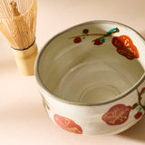 Kohiki-style Red Plum Matcha Bowl & Chasen Set