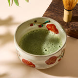 Kohiki-style Red Plum Matcha Bowl & Chasen Set
