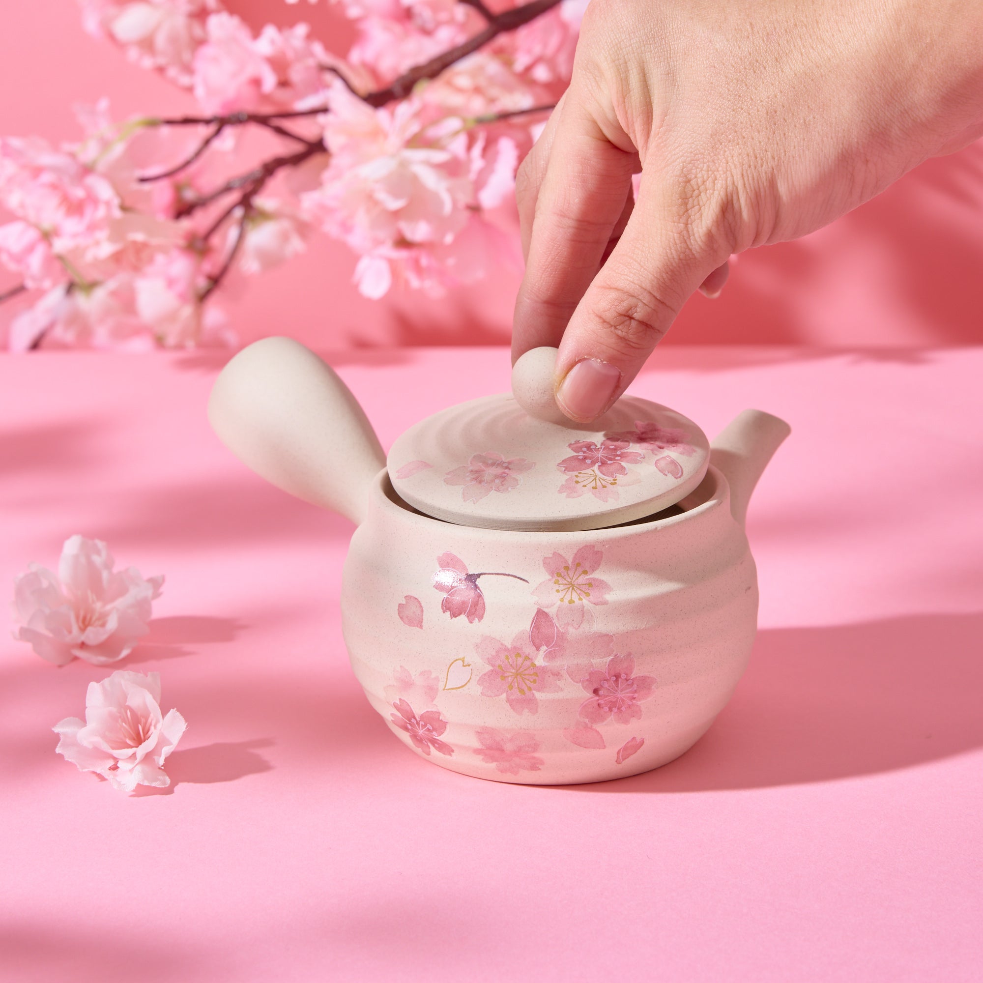 Sakura White Clay Kyusu Teapot