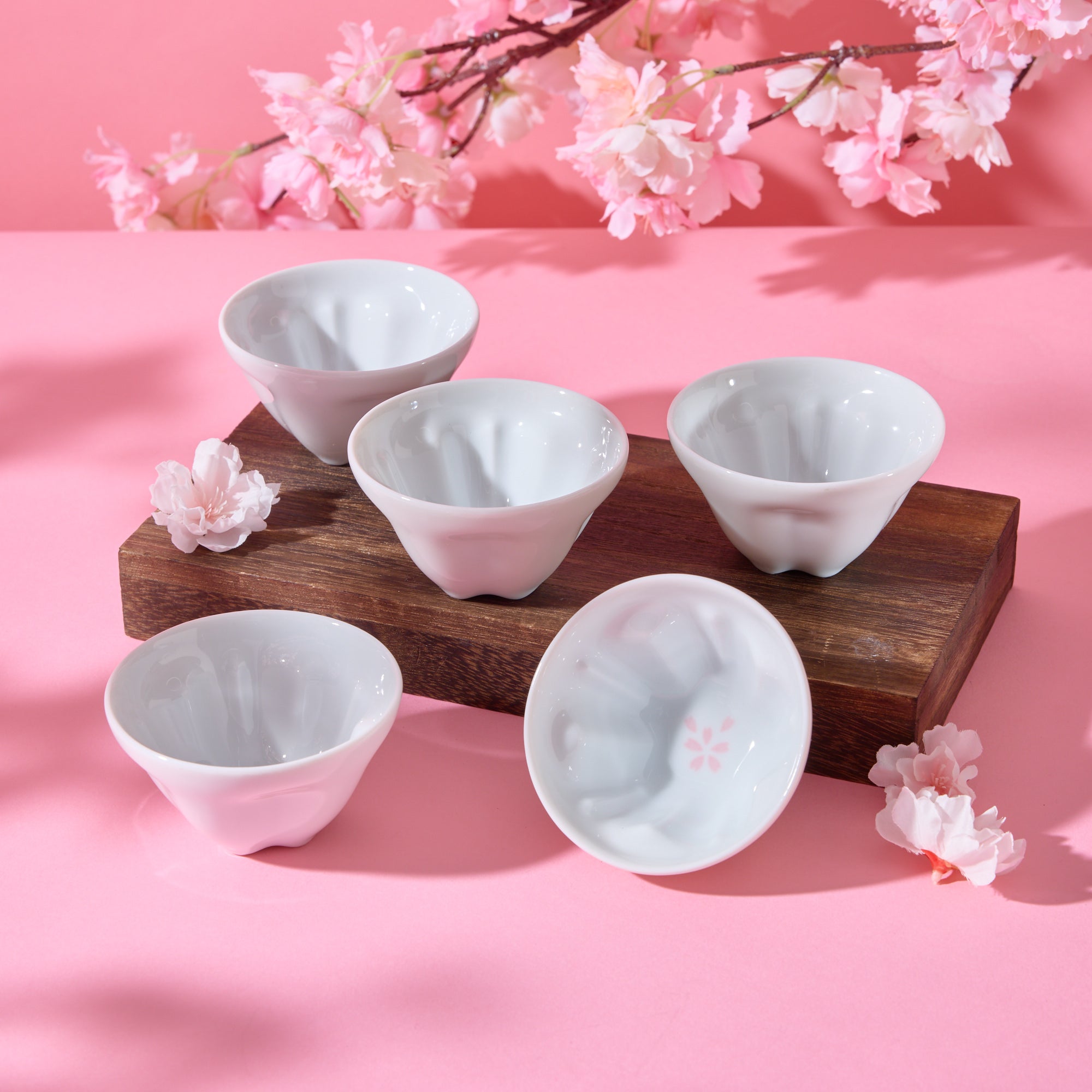 Cherry Blossom Yunomi Teacup Set (5 teacups)