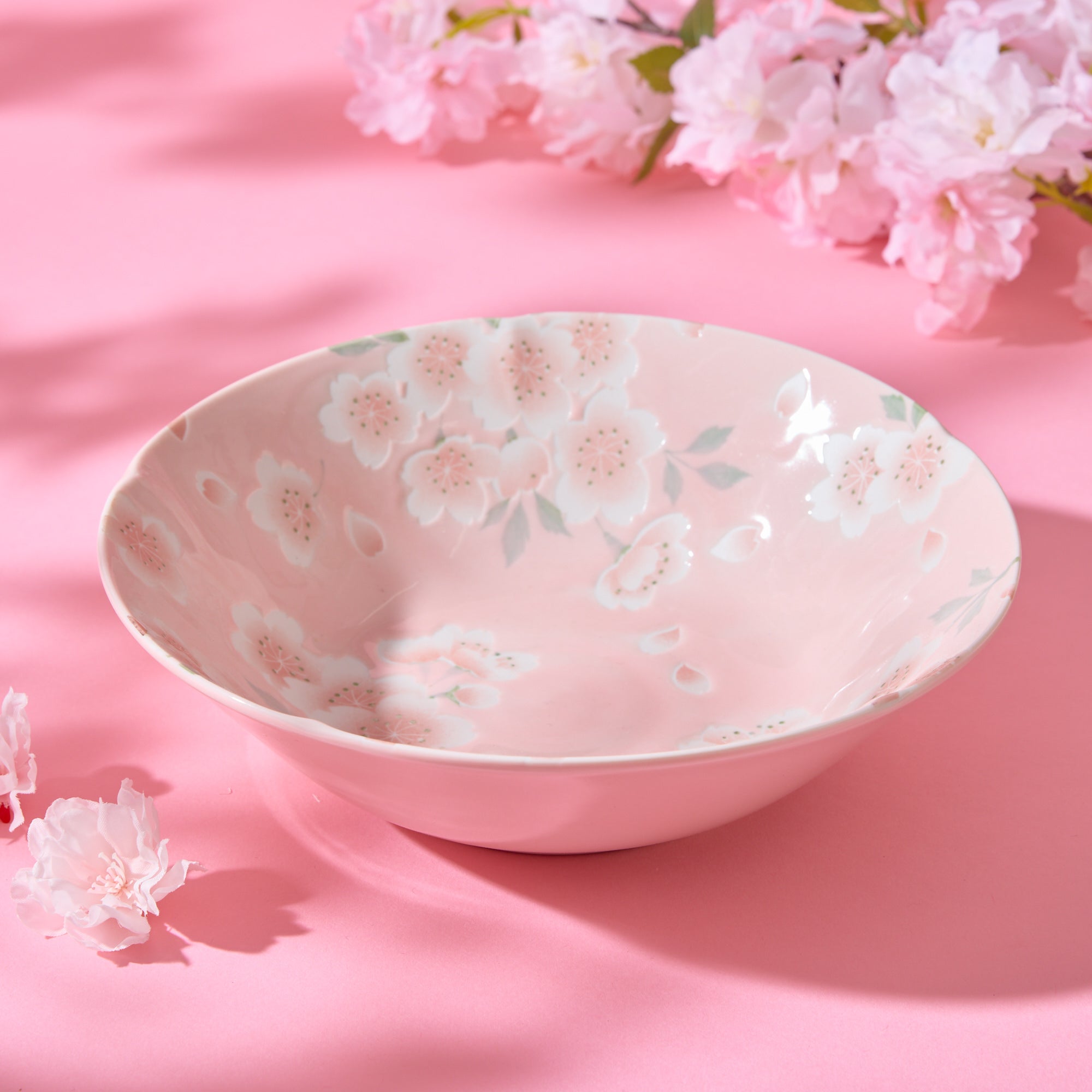 Full Bloom Sakura Large Mino Ware Bowl - Pink