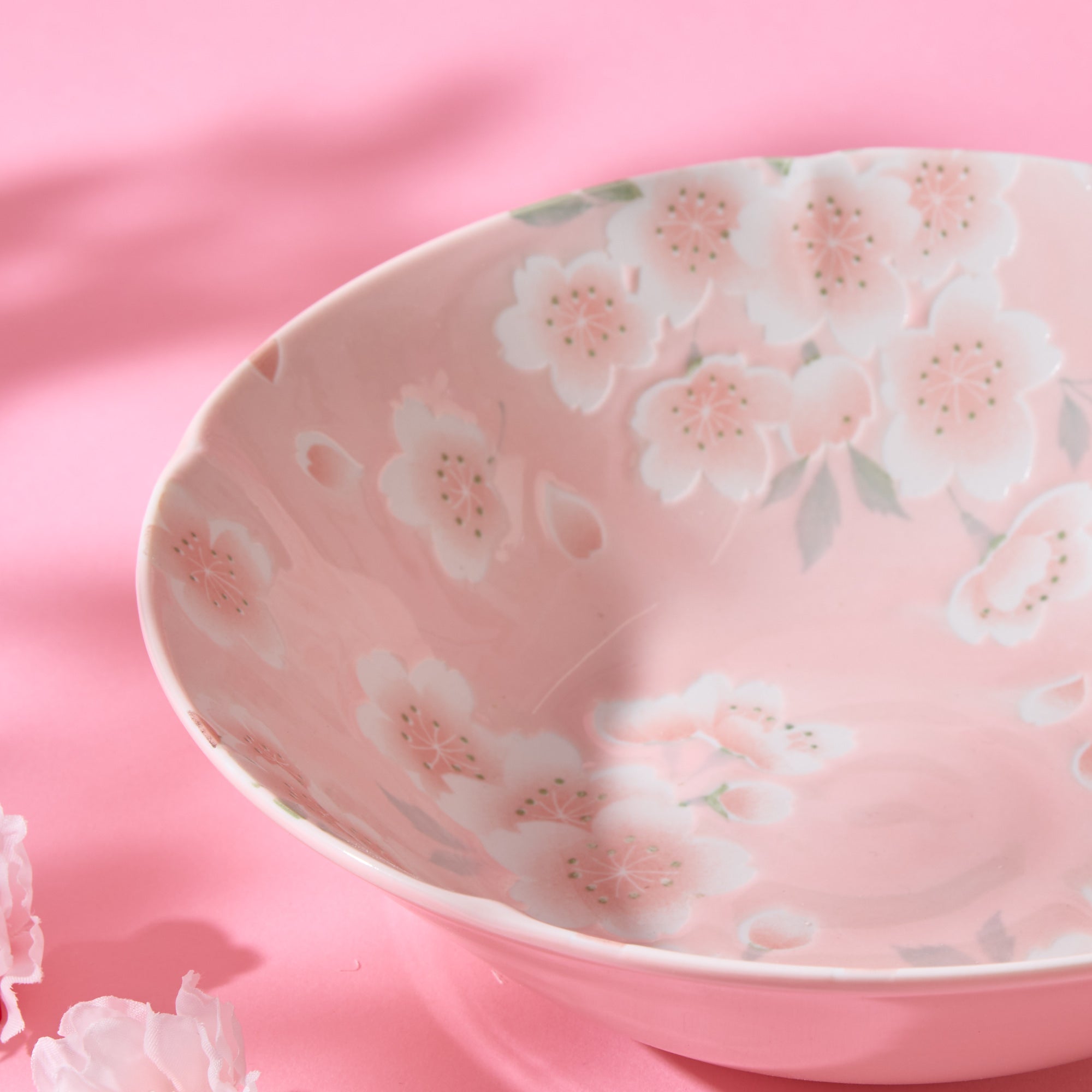 Full Bloom Sakura Large Mino Ware Bowl - Pink