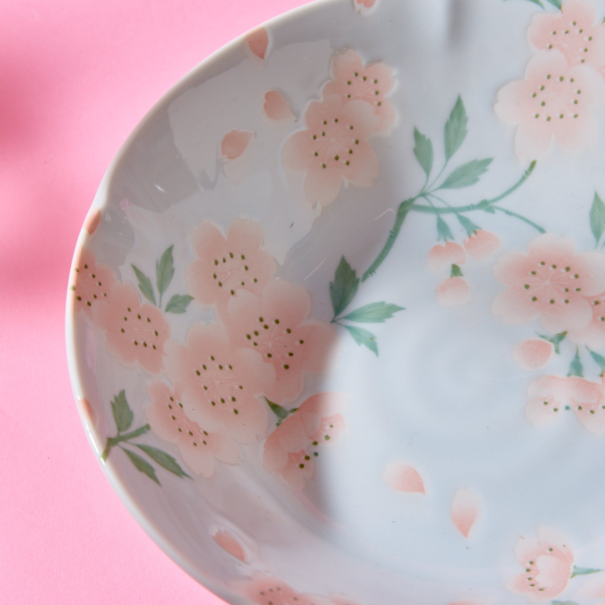 Full Bloom Sakura Large Mino Ware Bowl - Blue