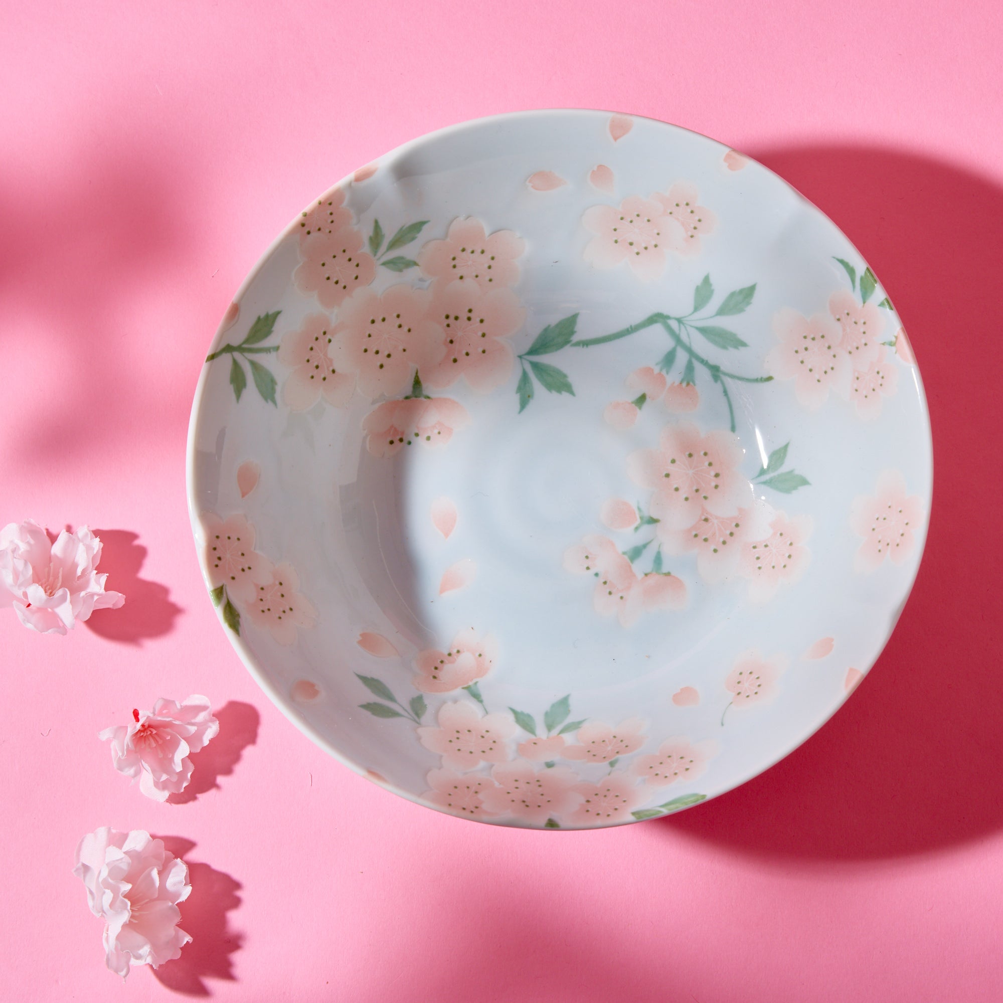 Full Bloom Sakura Large Mino Ware Bowl - Blue