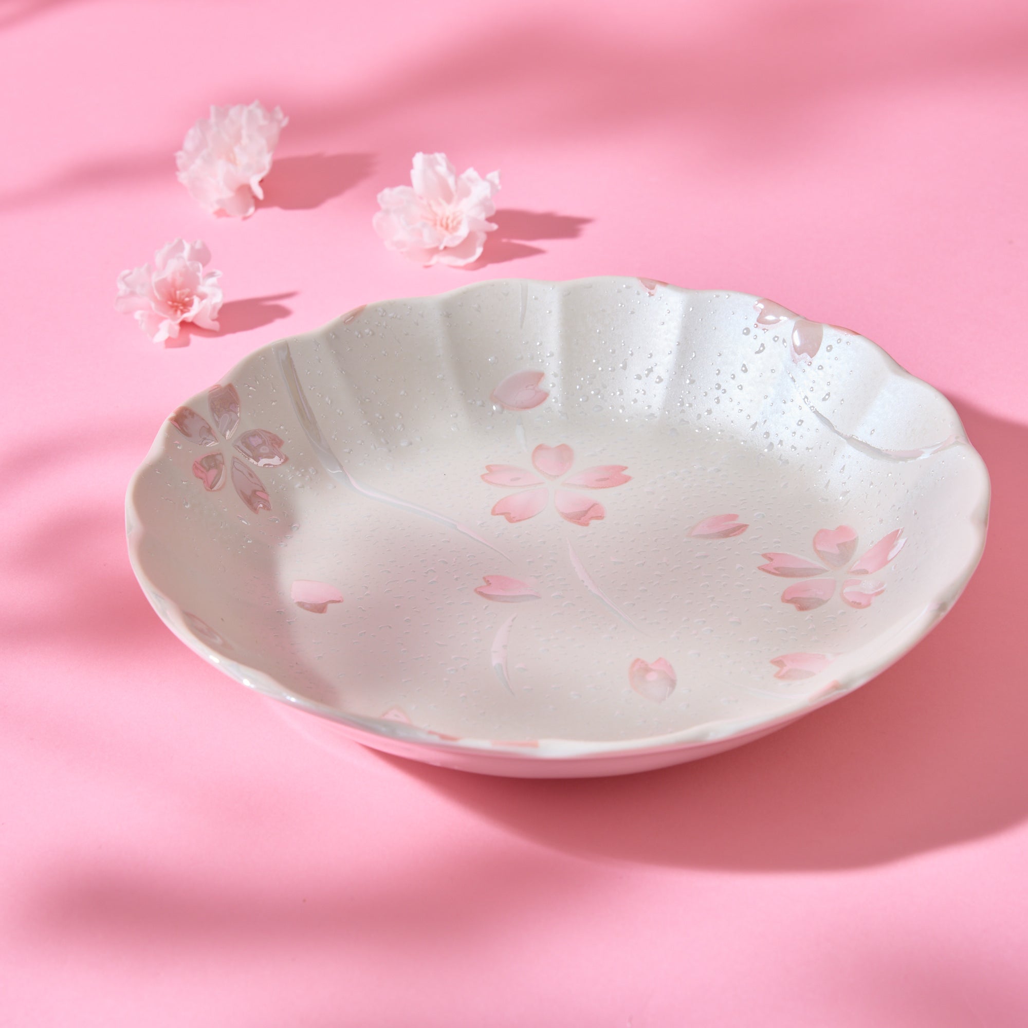 Iridescent Sakura Yuzen Deep Dish Plate