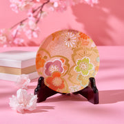 Nishijin Brocade Obi Small Round Glass Plate - Pink