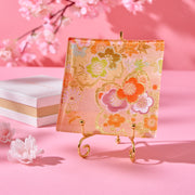 Nishijin Brocade Obi Small Square Glass Plate - Pink