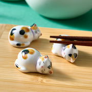 Kiyomizu Ware Cat Chopstick Rests - Calico (Set of 5)