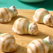 Kiyomizu Ware Cat Chopstick Rests - Orange Tabby (Set of 5)