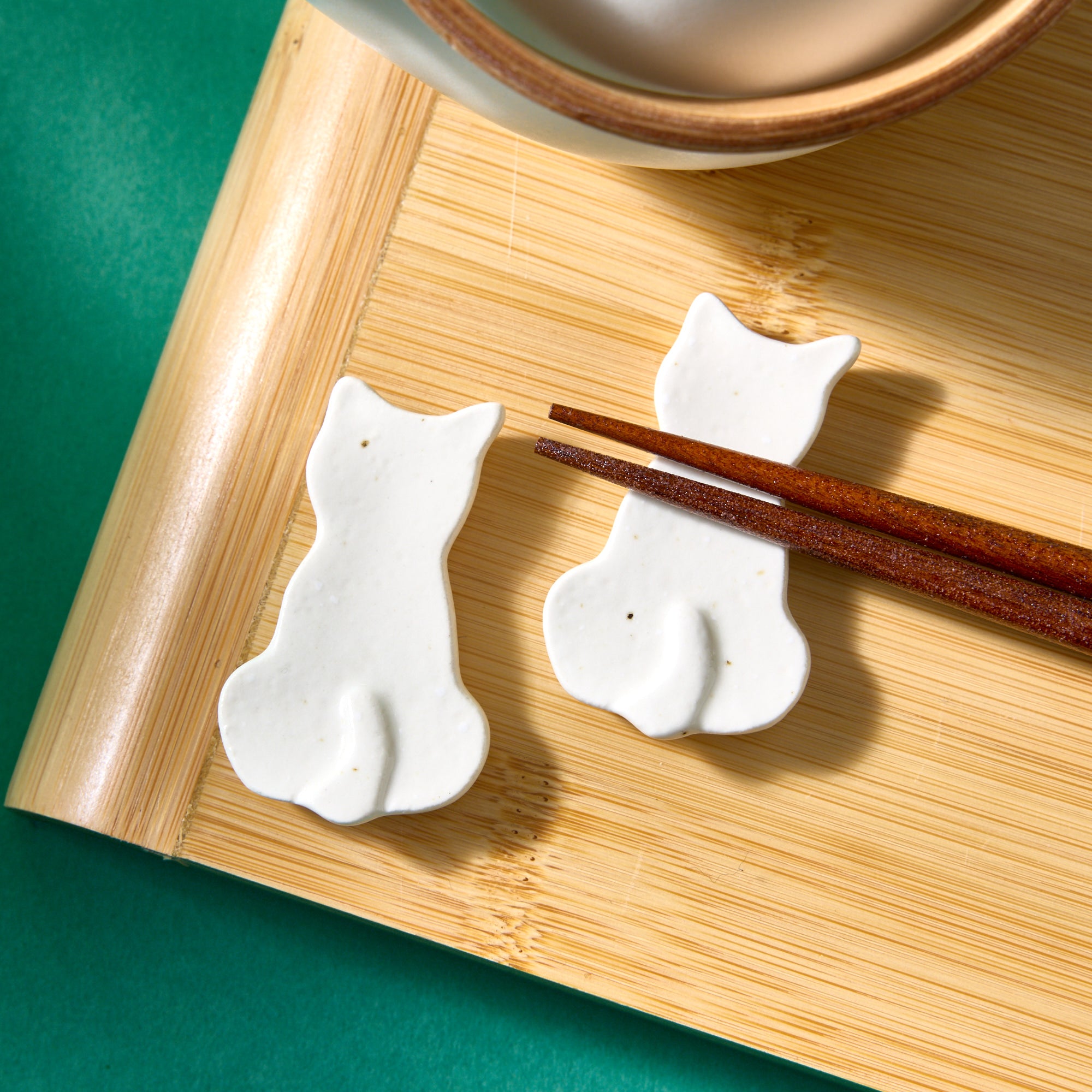 Mino Ware Cat Chopstick Rests - White (Set of 5)