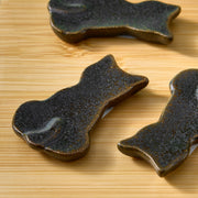 Mino Ware Cat Chopstick Rests - Black (Set of 5)