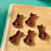 Mino Ware Cat Chopstick Rests - Amber (Set of 5)