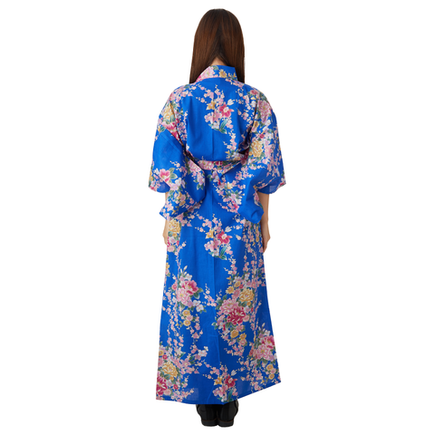 Japanese Kimono Robe - Blue Peony