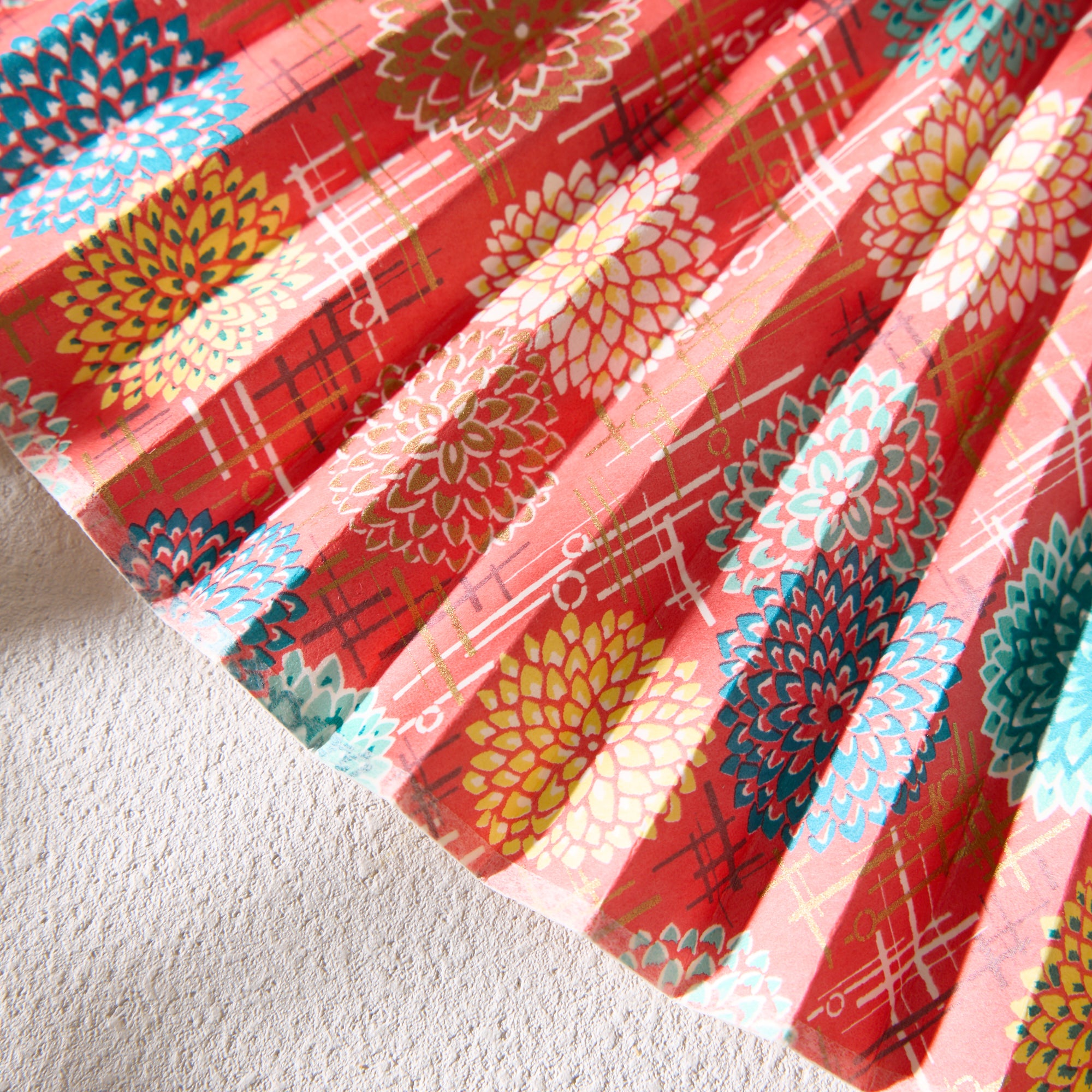 Yuzen Folding Fan (Red Chrysanthemum)