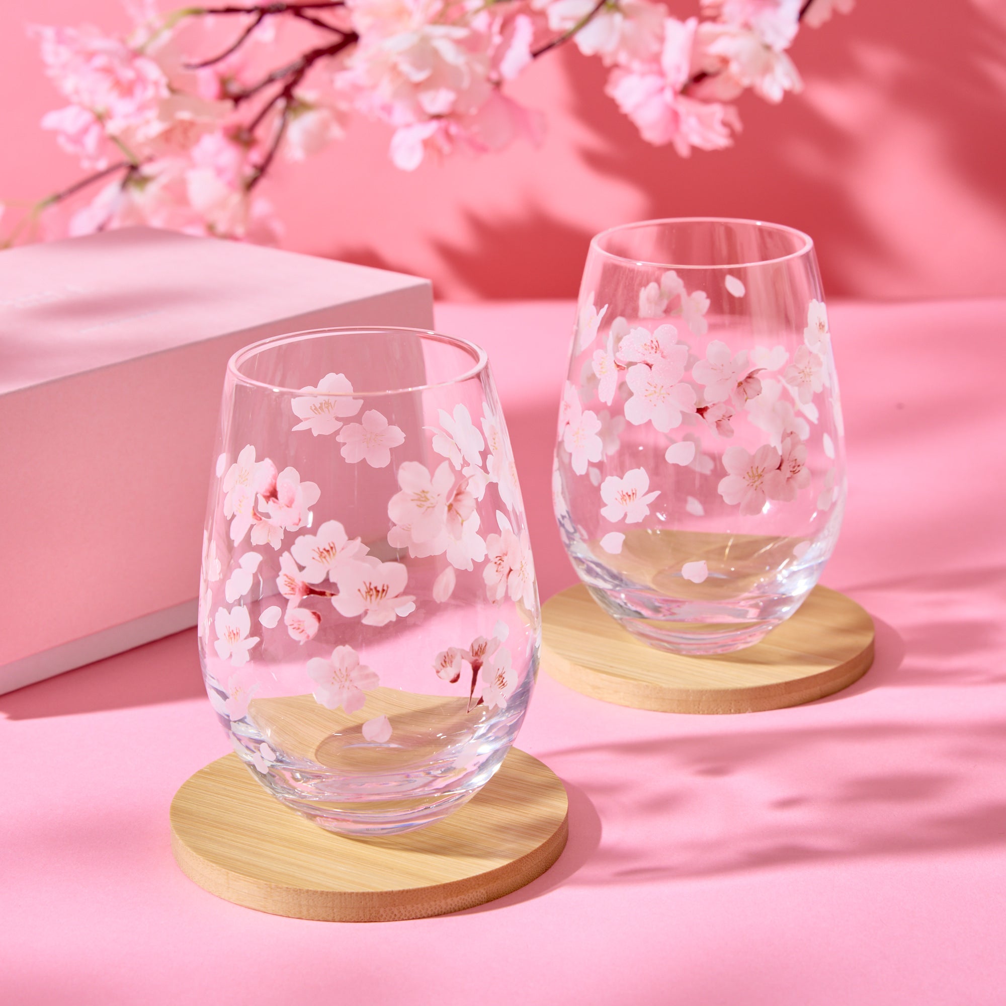 Hanafumi Sakura Glass Tumbler Pair Set