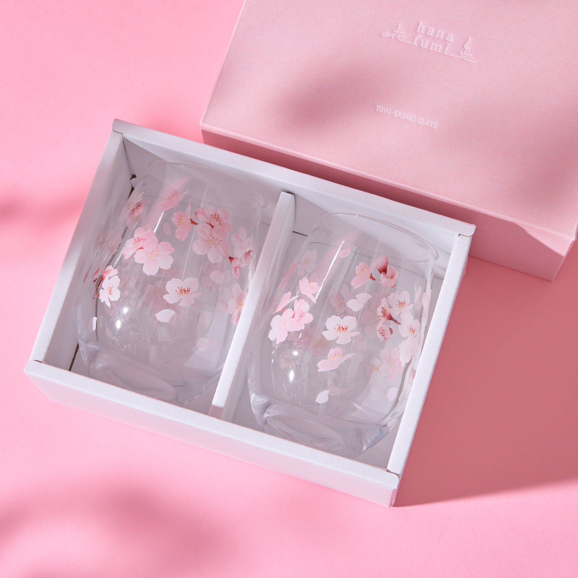 Hanafumi Sakura Glass Tumbler Pair Set