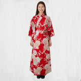 Japanese Kimono Robe - Red Flowers