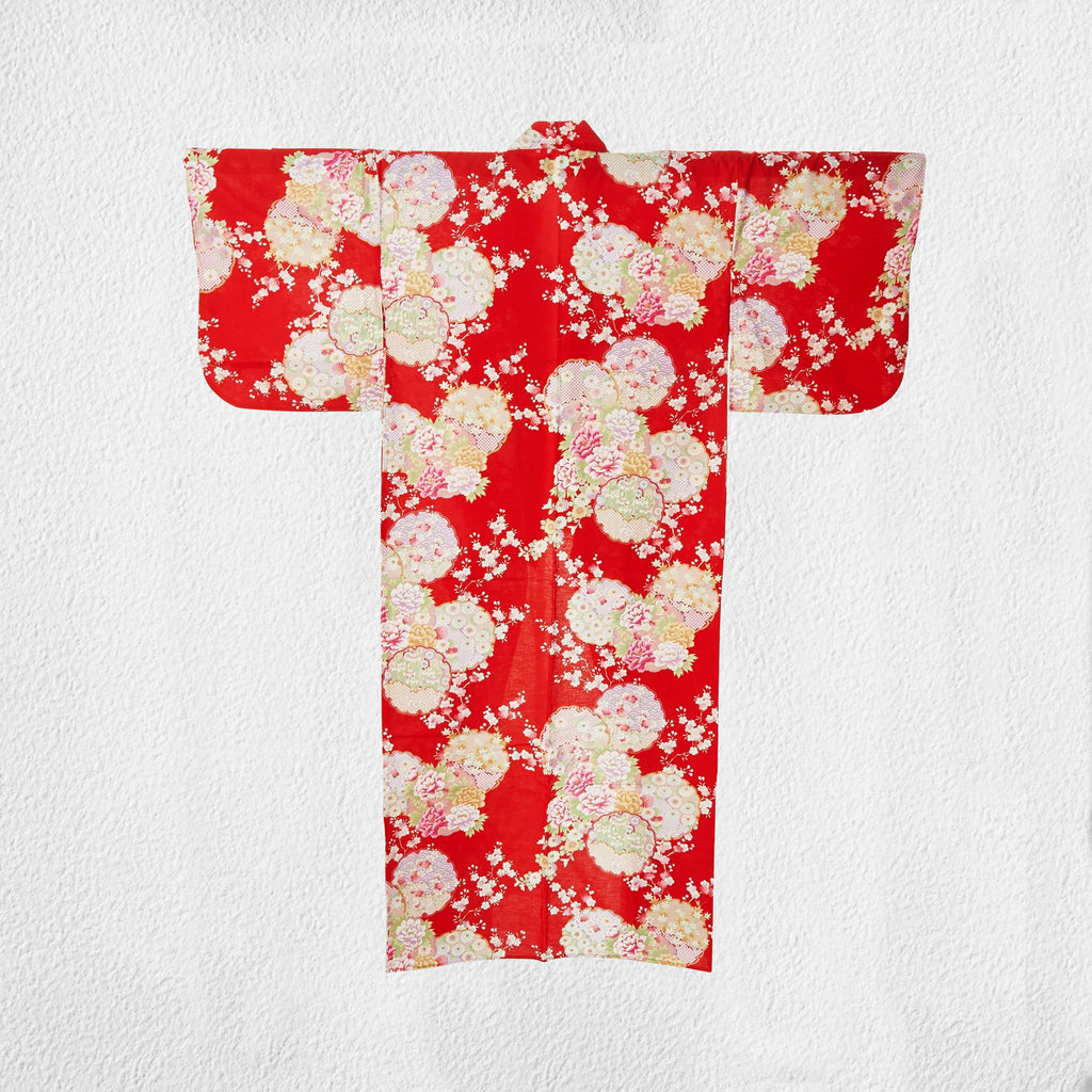 Japanese Kimono Robe - Red Flowers