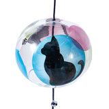 Traditional Japanese Glassware Wind Chime - Cloisonné Glass - Cat Pattern