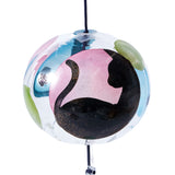 Traditional Japanese Glassware Wind Chime - Cloisonné Glass - Cat Pattern