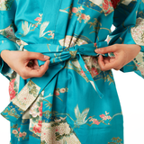 Japanese Cotton Kimono Robe -Turquoise blue