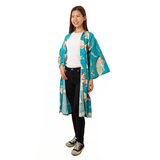 Japanese Cotton Kimono Robe -Turquoise blue