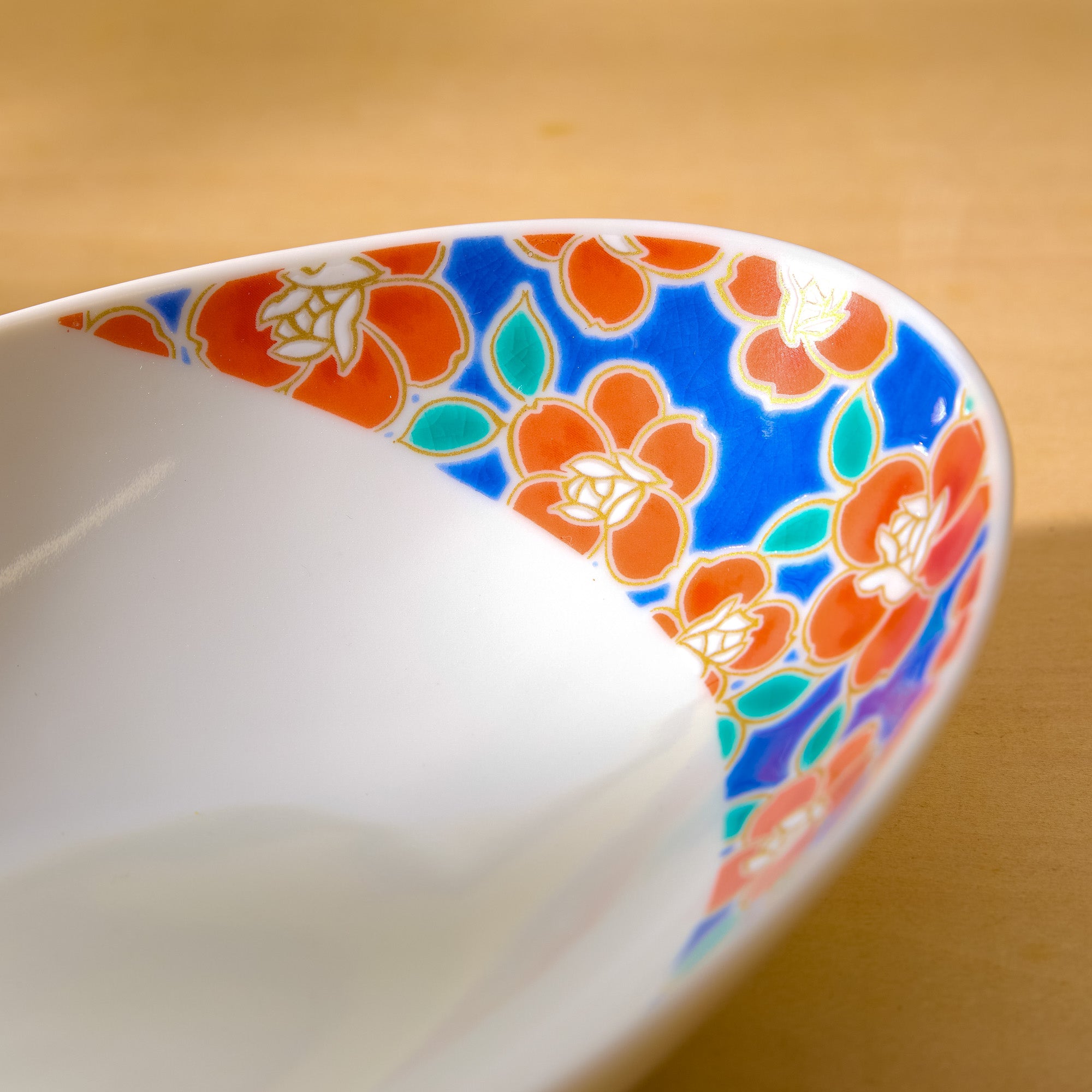 Rose Kutani Ware Oval Bowl