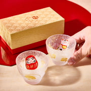 New Year's Beckoning Cat & Daruma Sake Glass Pair