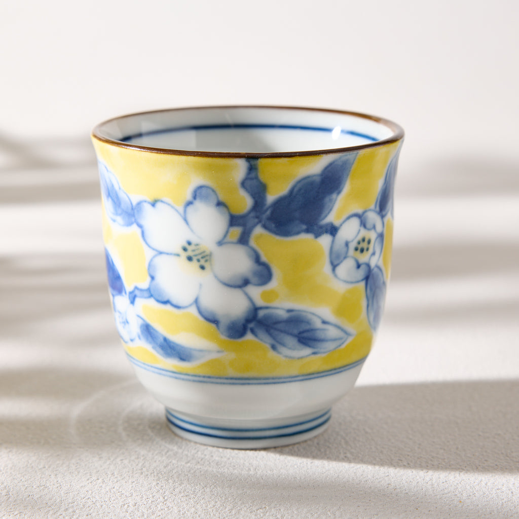 Yellow Floral Japanese Teacup