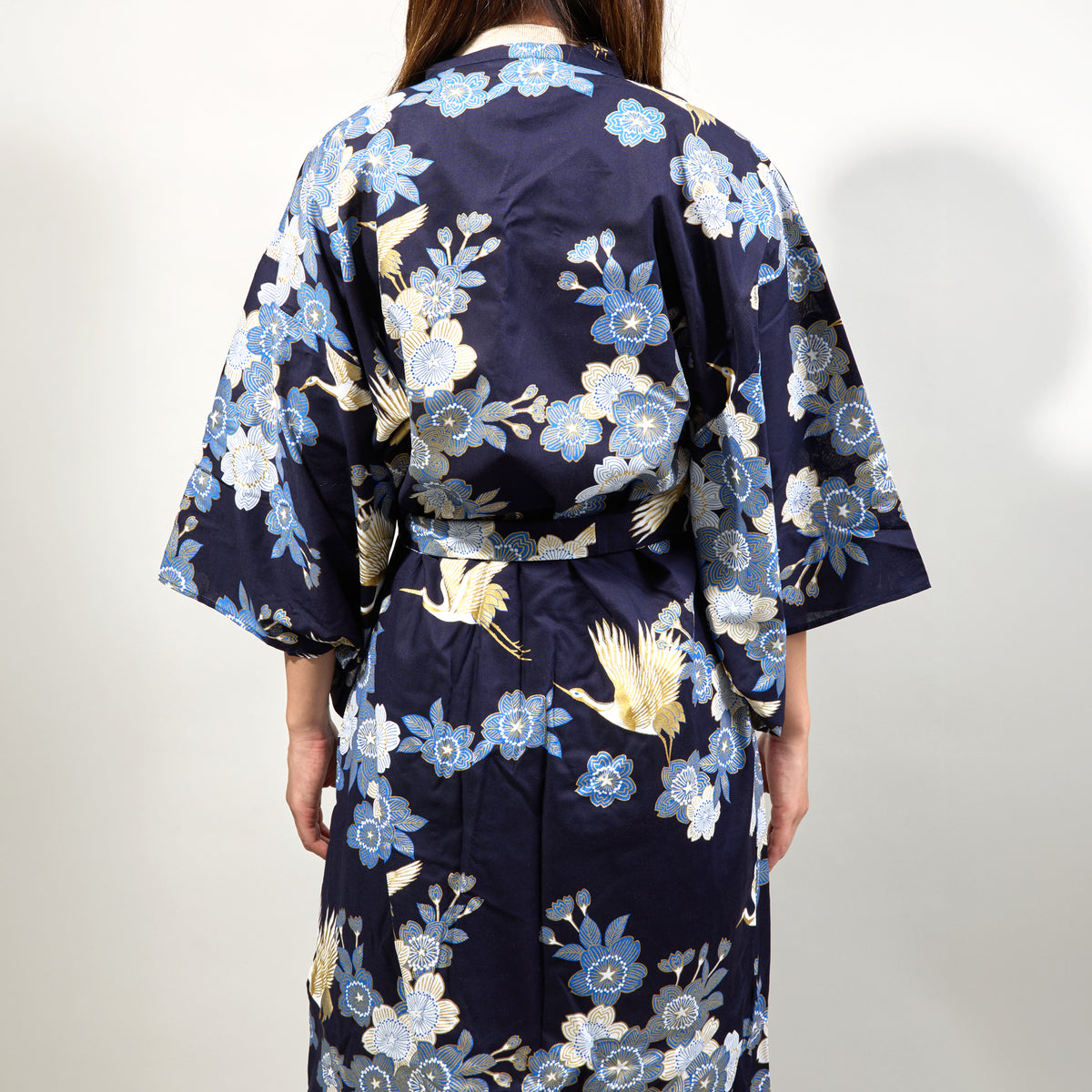 Japanese Kimono Robe (Cherry Blossoms & Crane)