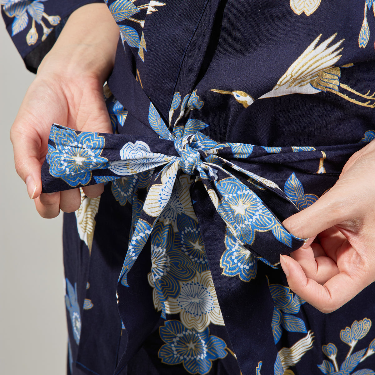 Japanese Kimono Robe (Cherry Blossoms & Crane)