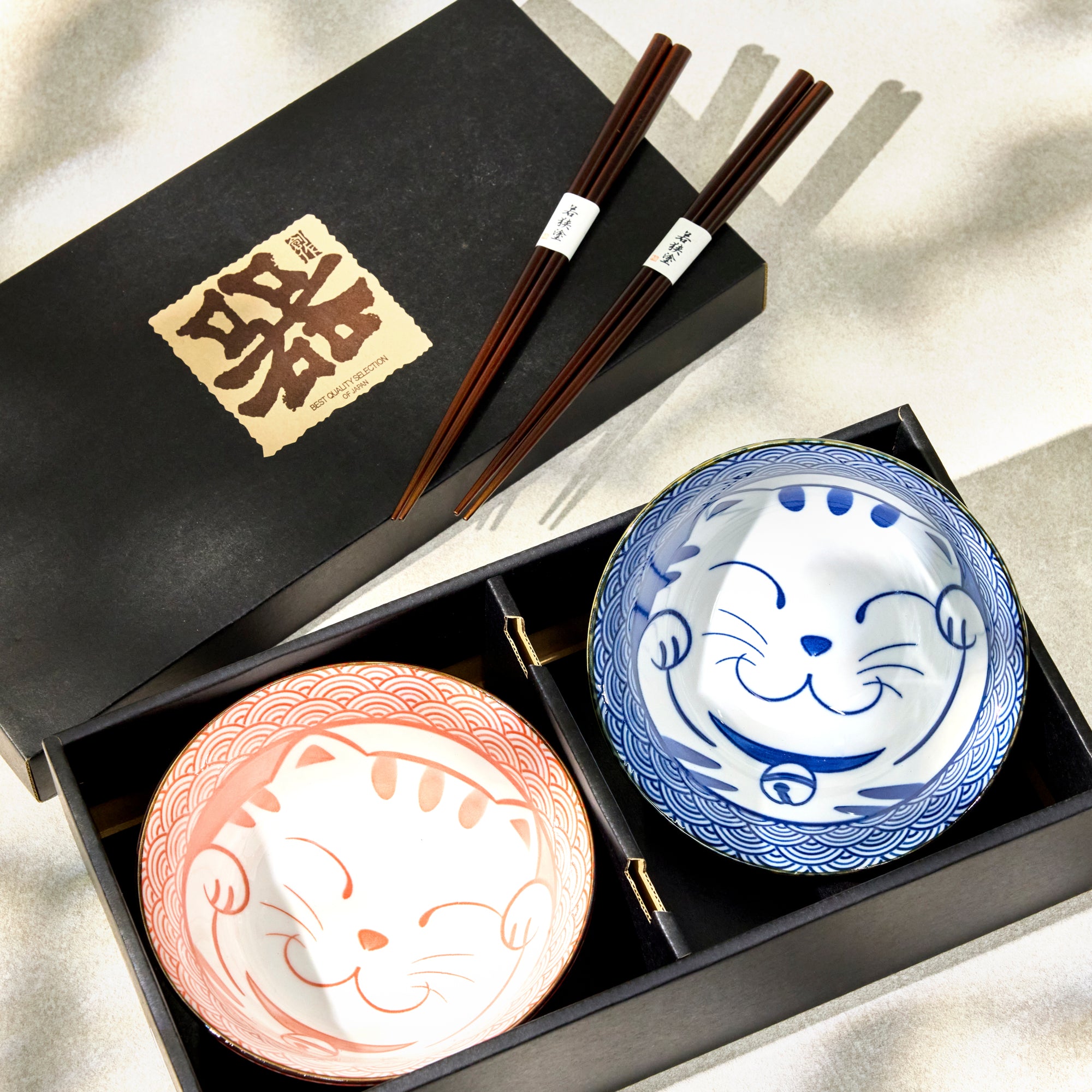 Maneki Neko Mini Ramen Bowl Set (2 bowls, 2 chopsticks)