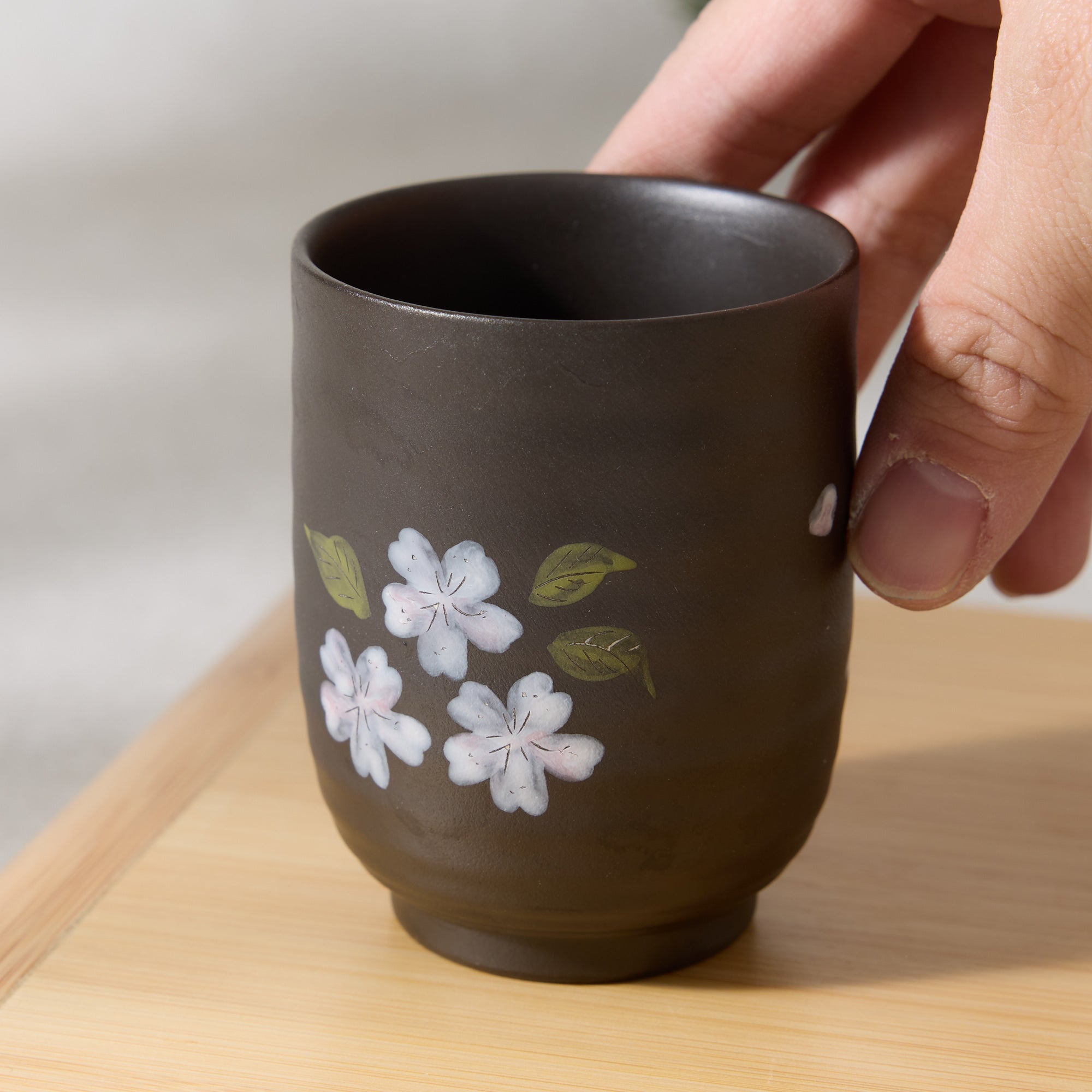 Hand-drawn Sakura Yunomi Teacup