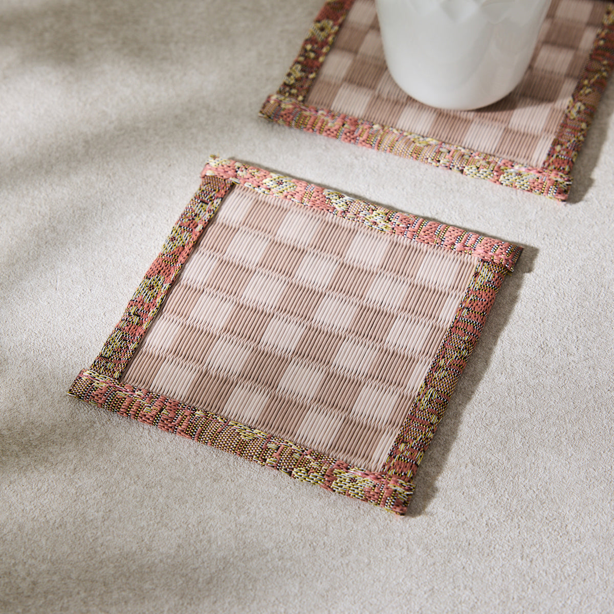 Japanese Tatami Coaster – Pink Ichimatsu