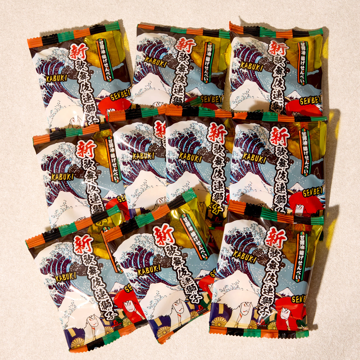 New Kabuki Lion Dance Rice Crackers  (10 pieces set)