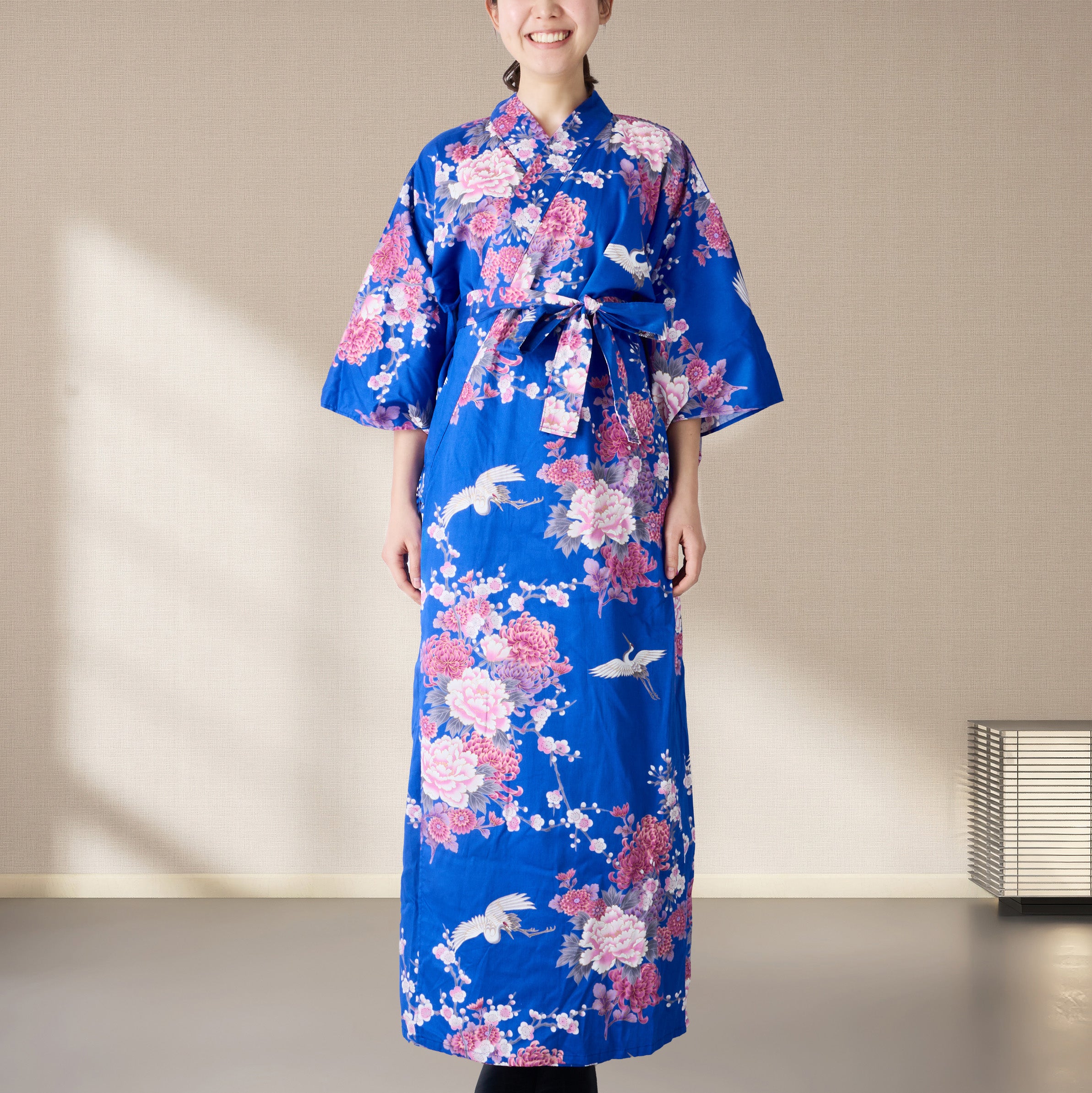 Japanese Kimono Robe (Cherry Blossoms & Crane)