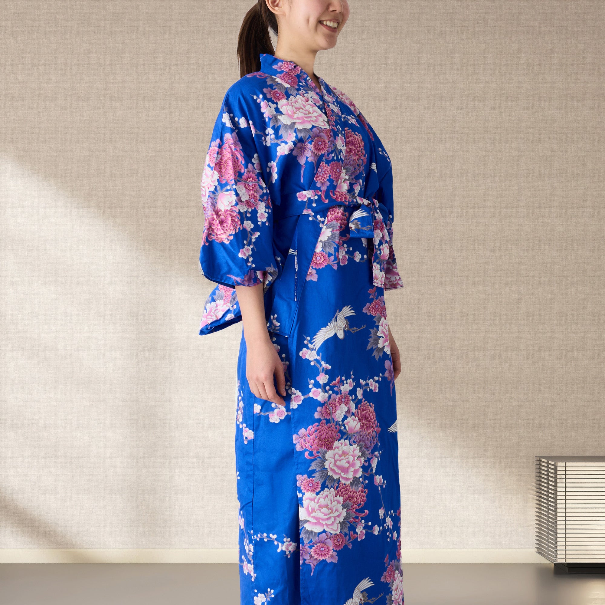 Japanese Kimono Robe (Cherry Blossoms & Crane)
