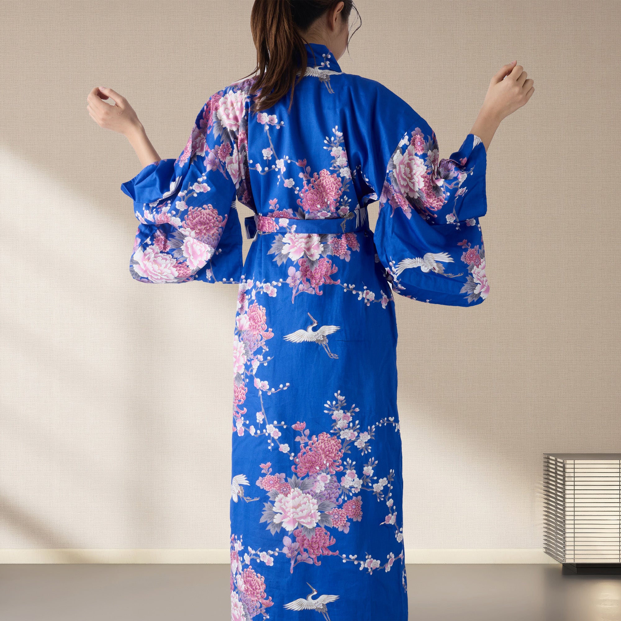Japanese Kimono Robe (Cherry Blossoms & Crane)