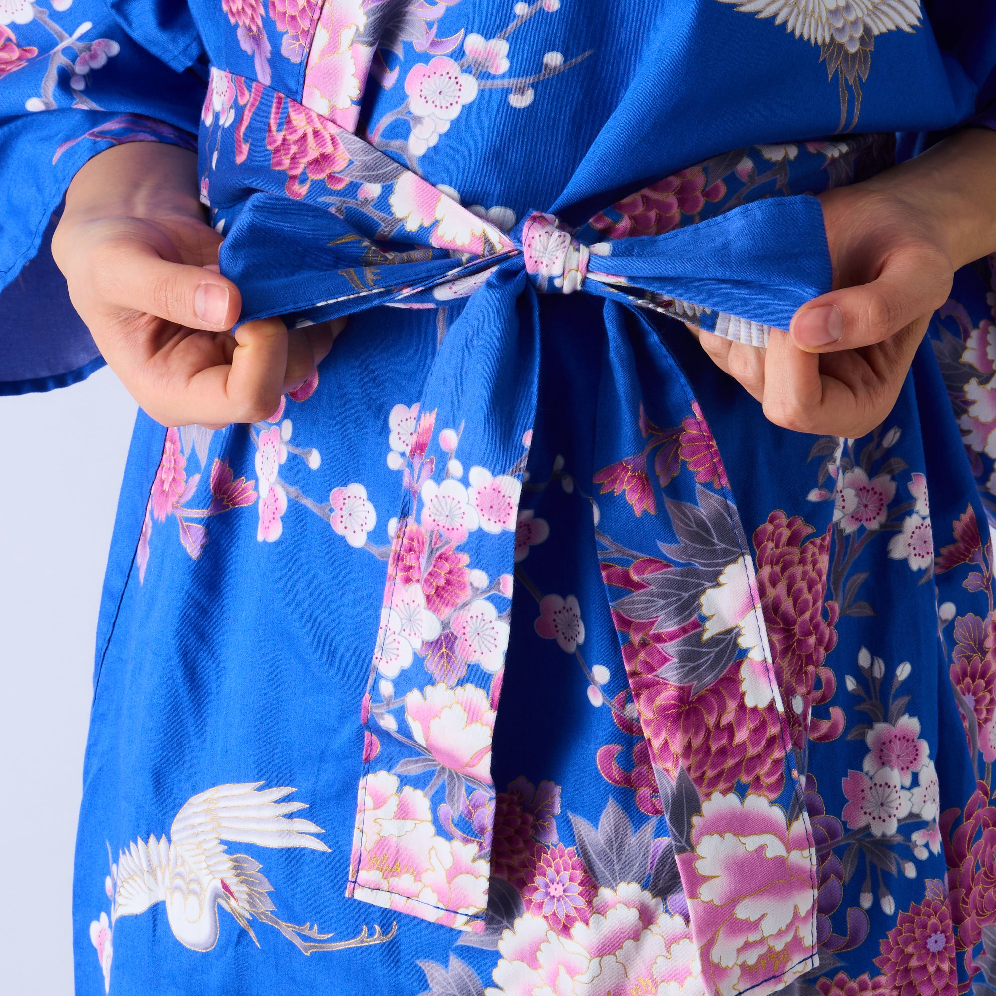 Japanese Kimono Robe (Cherry Blossoms & Crane)