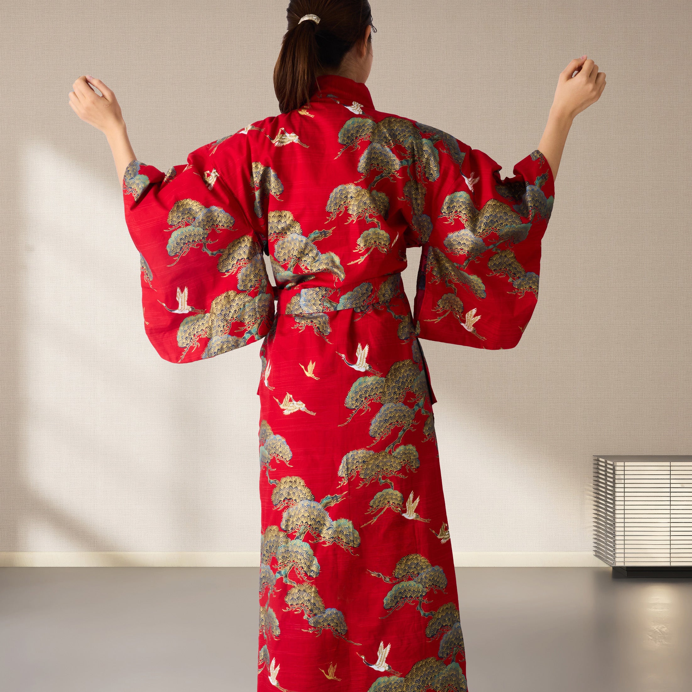 Japanese Kimono Robe (Pine & Cranes)